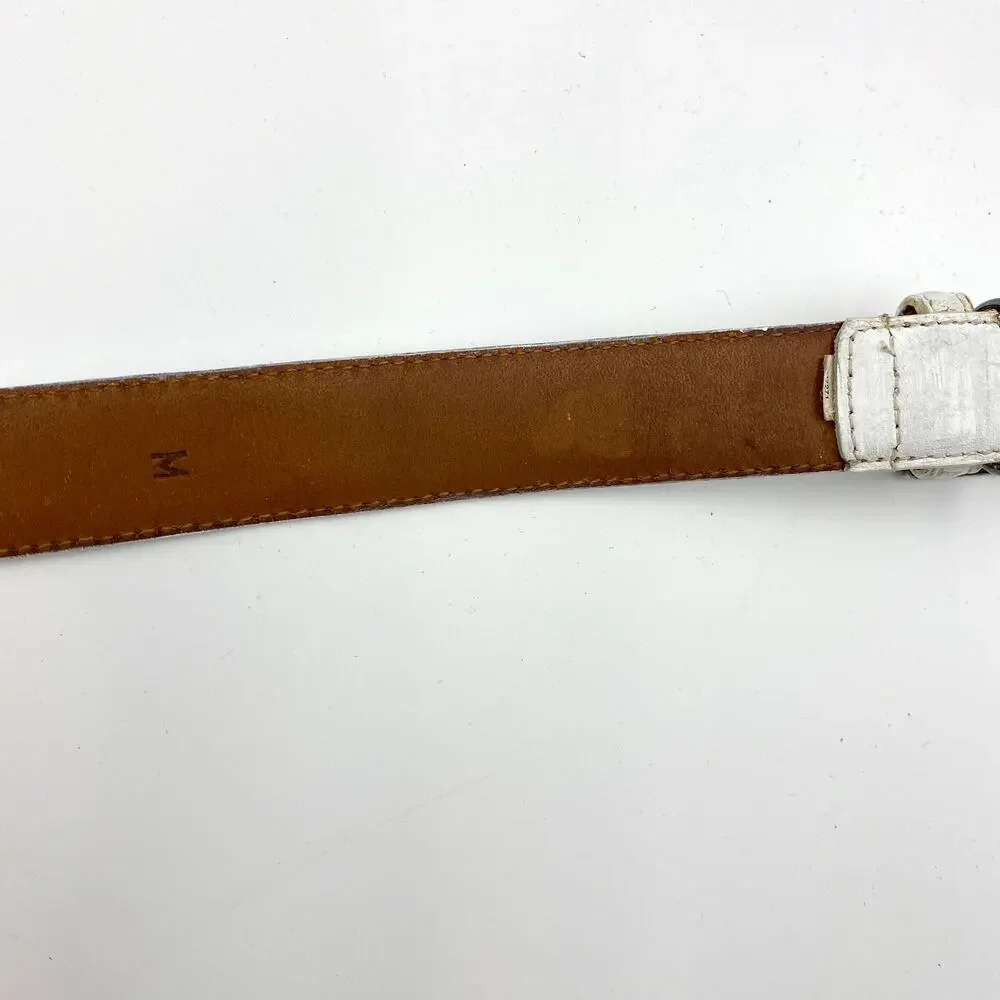 Ralph Lauren Vintage White Leather Belt Monogram Logo